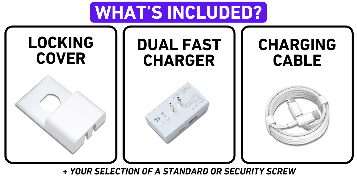 Lock Socket Charger Lock For IPad 12W Chargers - Anti-Theft & Anti-Unplug Device, Secures Charger To Wall Outlet With Security Screw